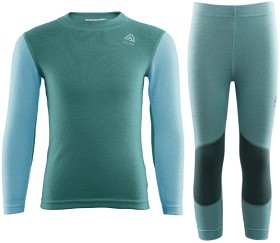 Bilde av Aclima Pakke Undertøy WarmWool Crewneck + Longs Children North Atlantic/Reef Waters