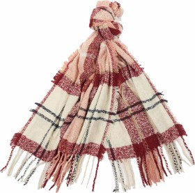 Bilde av Barbour W's Tartan Boucle Scarf Pink/Hessian