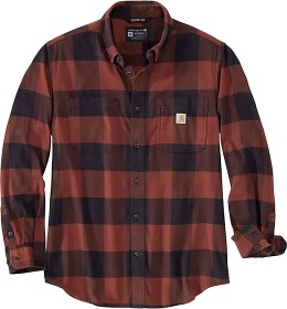 Bilde av Carhartt M's Midweight Flannel L/S Plaid Shirt Mineral Red