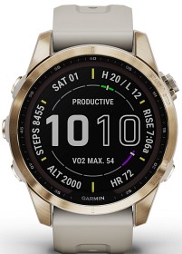 Bilde av Garmin Fenix 7S Sapphire Solar Cream Gold Titanium
