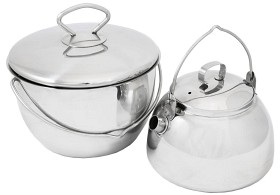 Bilde av Muurikka Open Fire Set: Kastrull 1.89L & Kaffepanna 0.8L med skyddspåse